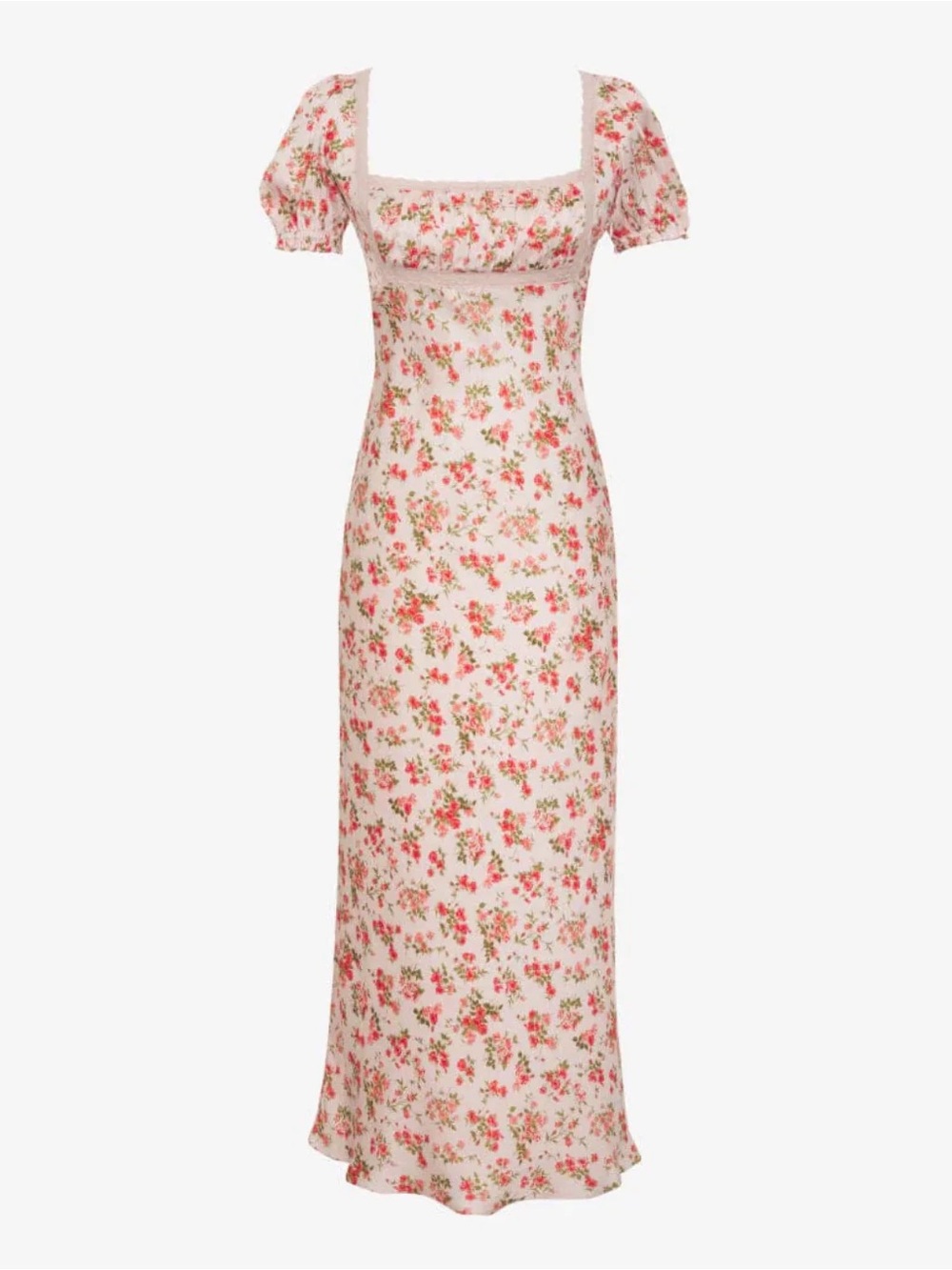 Rumored Pink Floral Puff-Sleeve Maxi Dress